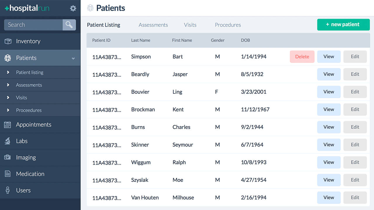 HospitalRun patient dashboard